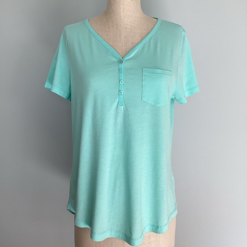 Relativity Intimates Turquoise Pajama Short Sleeve Top Size Large
